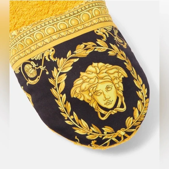 Versace Baroque Unisex Women's/Men’s Slippers in Black & Yellow,Medusa Head Logo - Picture 9 of 10
